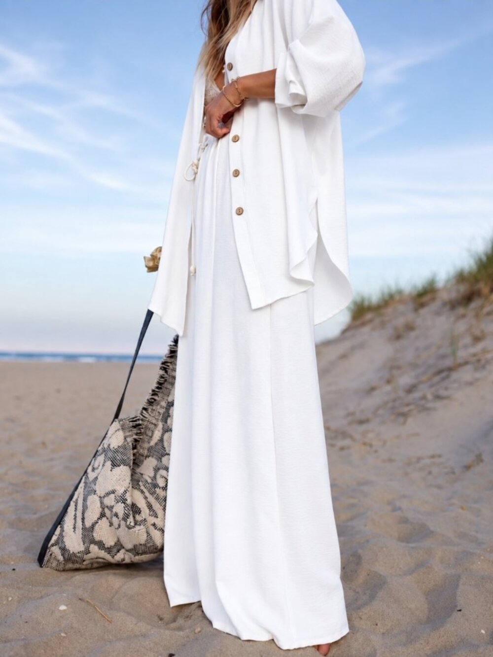HDYWT Essential Button Down & Wide Leg Pant Set - Picture 3 of 5